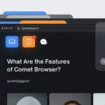 Person using Comet Browser with AI-powered features, futuristic interface, and digital galaxy theme – Comet Browser Features by Puneri Pages.