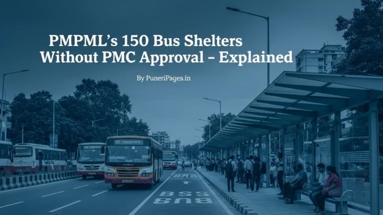 PMPML sets up 150 new bus shelters in Pune without PMC approval – commuters waiting at modern bus stops, Puneri Pages news.