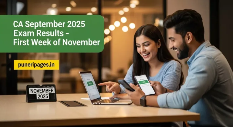 “CA September 2025 Exam Results expected in the first week of November — students checking ICAI results online on puneripages.in”