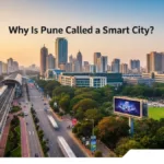 “Pune Smart City skyline with metro, greenery, and modern infrastructure at sunset – Why Is Pune Called a Smart City – puneripages.in”