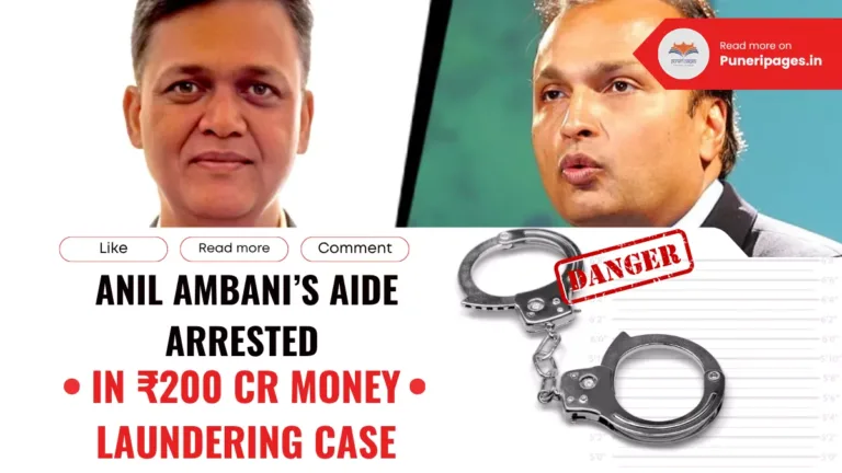 Arrest of Anil Ambani’s aide Ashok Kumar Pal in major money laundering case — financial crime investigation visual.