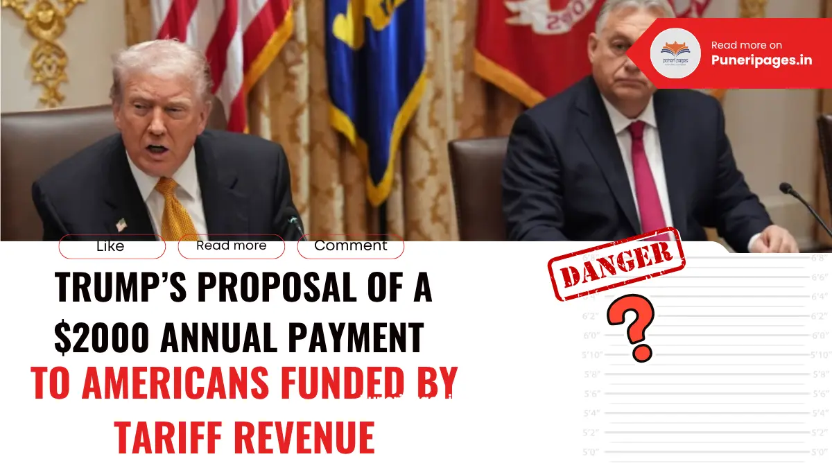 Illustration explaining Trump’s $2,000 tariff payment proposal with American economic symbols