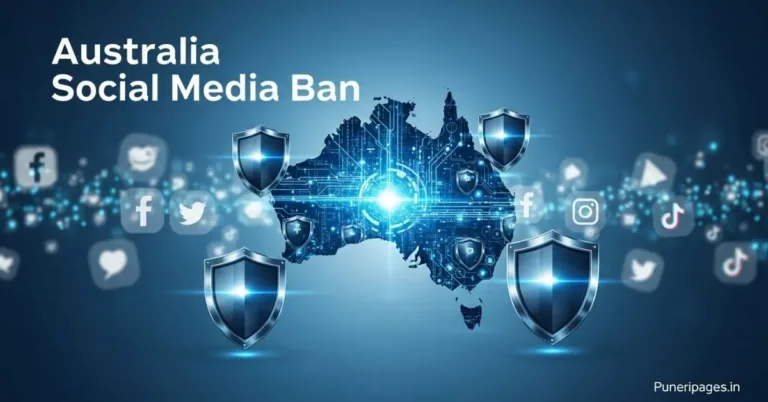 Illustration representing Australia Social Media Ban with digital security and policy elements