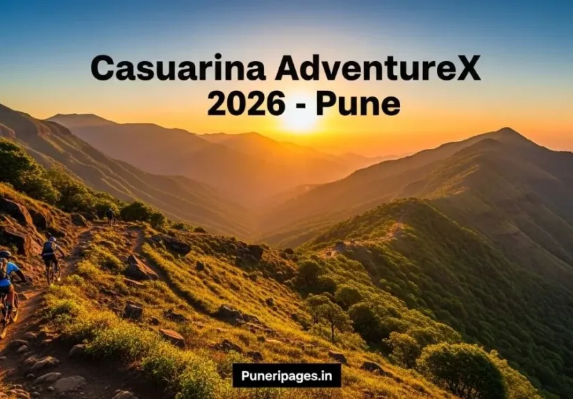 Cover image representing Pune to Host Casuarina AdventureX 2026 with Sahyadri mountains and adventure sports visuals