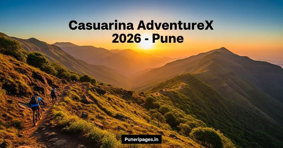 Cover image representing Pune to Host Casuarina AdventureX 2026 with Sahyadri mountains and adventure sports visuals