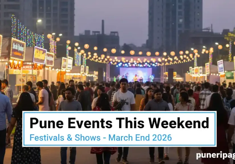 Crowd attending outdoor cultural festival and music event in Pune during March end city events