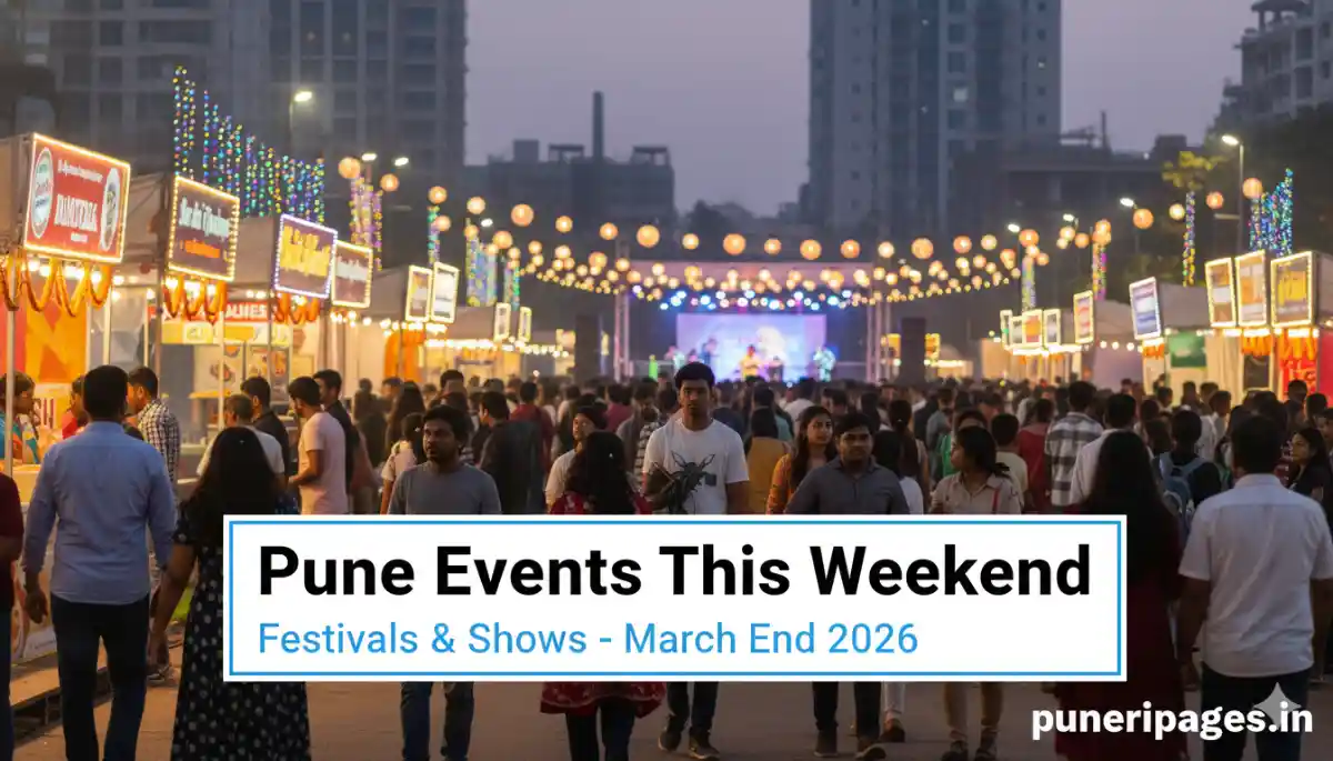 Crowd attending outdoor cultural festival and music event in Pune during March end city events