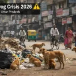 India stray dog population 2026 showing multiple stray dogs on urban street in Uttar Pradesh