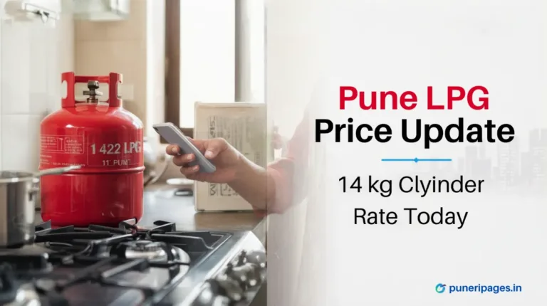 Red LPG gas cylinder in Pune household kitchen representing Pune 14 Kg Gas Cylinder Price 2026 update