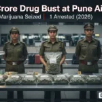 Customs officials displaying seized hydroponic marijuana worth ₹26.8 crore at Pune Airport 2026