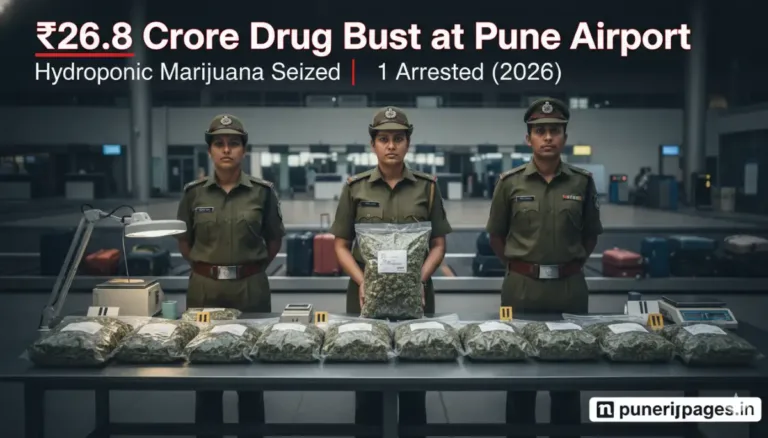Customs officials displaying seized hydroponic marijuana worth ₹26.8 crore at Pune Airport 2026