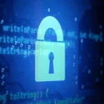 Digital padlock on a screen of code, representing AI hacking and cyber security