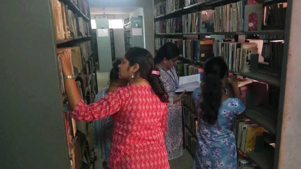Students studying in a library