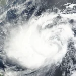 Satellite view of a tropical cyclone over the Bay of Bengal (representative image)