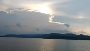Khadakwasla dam reservoir near Pune at sunset