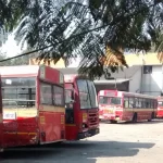 PMPML buses parked at the Market Yard depot in Pune