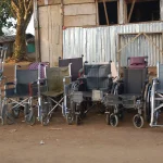 Row of manual wheelchairs