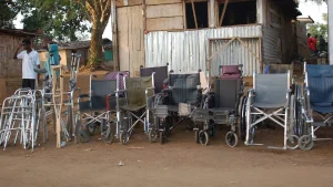 Row of manual wheelchairs